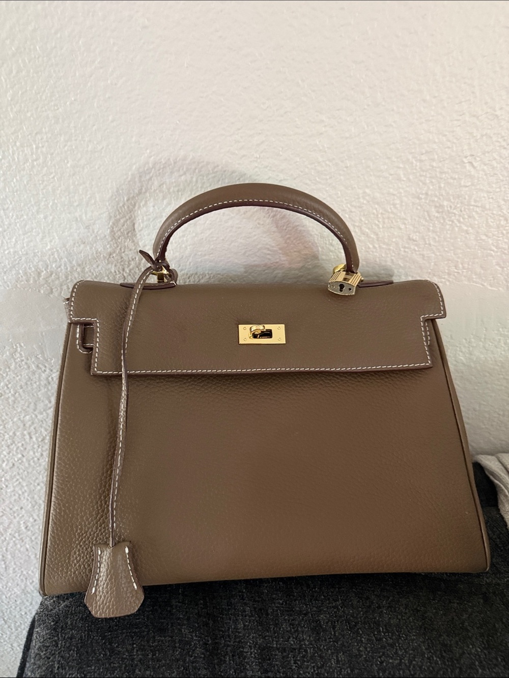 Classic Brown Leather Top-Handle Women's Bag